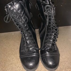Black combat boots